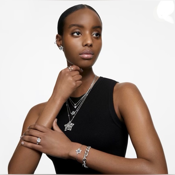 Signed Swarovski Crystal Trilliant Cut Necklace | Silver | New - Picture 6 of 9